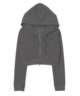 WEGO グラフィックダメージWジップパーカー スミクロ