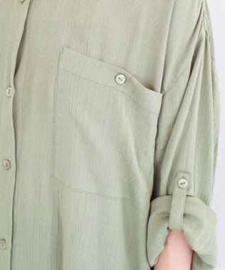 Green Parks Ｉ　ターンバック長袖レーヨンチュニック Khaki