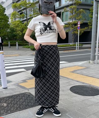 WEGO バタフライプリントリブT ホワイト