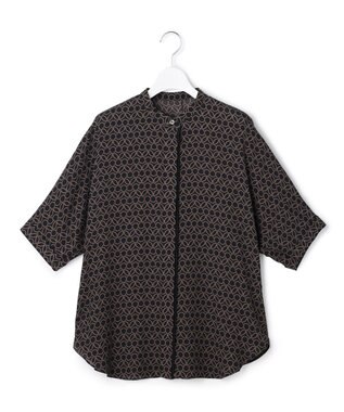 ICB L 【新色追加・WEB限定カラーあり】BackSatinAmunzen 5分袖バンドカラーブラウス