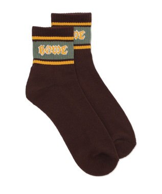 WEGO ラインロゴハイアンクルソックス ブラウン