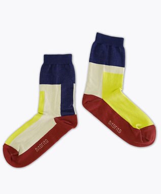 nitorito 【UNISEX】米沢オリジナル柄 block 靴下 navy