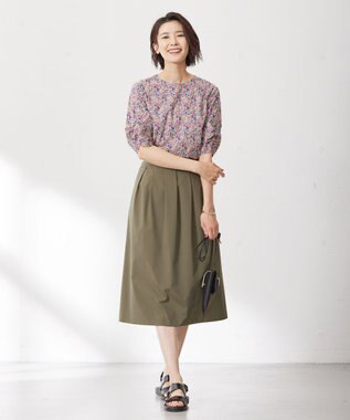 J.PRESS LADIES 【洗える】SOLO ECOタフタ タック スカート カーキ系