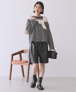 AMERICAN HOLIC カラーボーダークロップド丈プルオーバー Brown