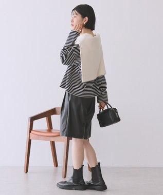 AMERICAN HOLIC カラーボーダークロップド丈プルオーバー Brown