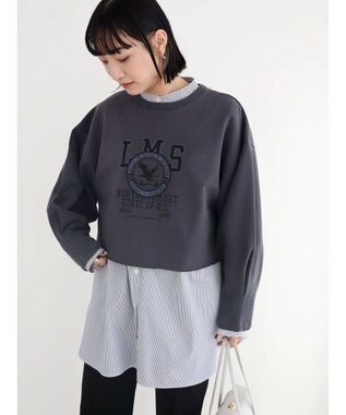 Green Parks クロップド丈ロゴプルオーバー Gray