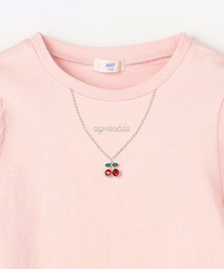 ANY KIDS チュール袖 七分Tシャツ ピンク