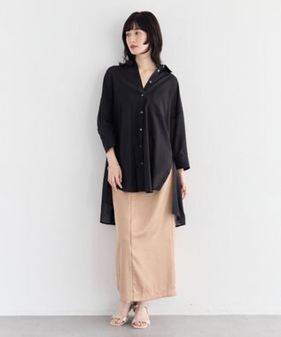 YECCA VECCA シャイニーツイルナロースカート Beige