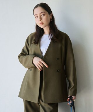 #Newans ウエストシェイプダブルジャケット カーキ グリーン