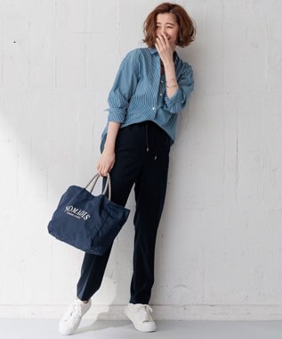 23区 【新色追加/洗える】2WAYストレッチツイル ドロスト パンツ ネイビー系