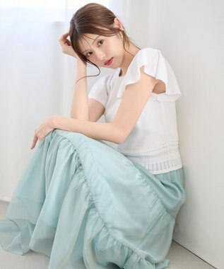 TOCCA 【鈴木ゆうかさん着用】CRYSTAL SHEER スカート スモーキーグリーン系