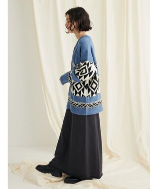 CRAFT STANDARD BOUTIQUE オルテガ柄ニットＺＩＰブルゾン Sax