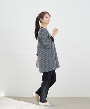 Tiaclasse 【ストレッチジョーゼット】スリットテーパードパンツ ブラック