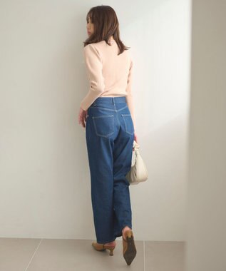 Feroux 【洗える】パフショルダーリブ ニット ピンク系