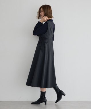 YECCA VECCA フラワーレースジャンスカ Stripe