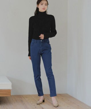 Tiaclasse 【裏起毛・洗える】マシュマロタッチデニムパンツ ブルー