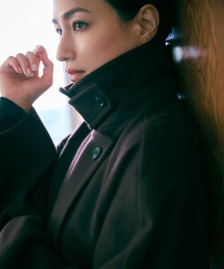 BEIGE， GABELLE / ミドル丈スタンドカラーウールコート Bordeaux