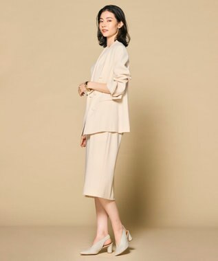 BEIGE， 【洗える・L-size】CINDY / クルーネックドレス Seer Orange × White