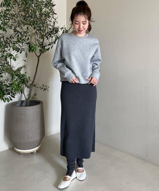 UNFILO ナローライン ニットスカート チャコール