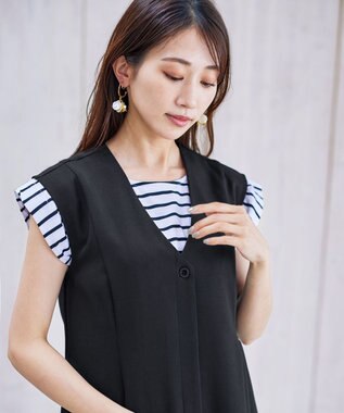 Tiaclasse L 【洗える】ジレワンピース ブラック