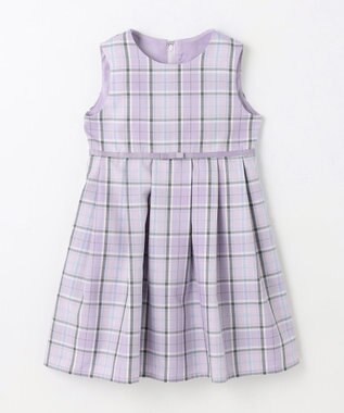 ANY KIDS チェック柄ジャンパースカート ラベンダー