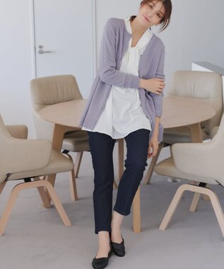 Tiaclasse 【裏起毛・洗える】マシュマロタッチデニムパンツ ネイビー