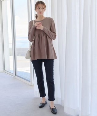 Tiaclasse 【裏起毛・洗える】マシュマロタッチデニムパンツ ネイビー