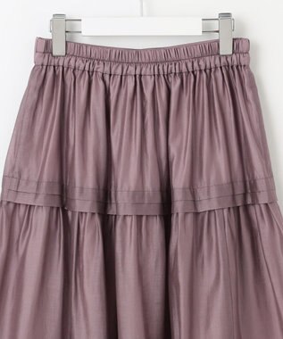 Feroux 【洗える】タックデザインティアードスカート ピンク系