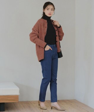 Tiaclasse 【裏起毛・洗える】マシュマロタッチデニムパンツ ブルー