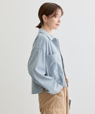 Green Parks ソフトコーデュロイショートシャツ Blue