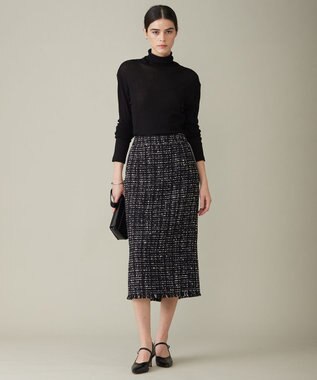 ICB 【セットアップ着用可能】ロービングツイード ナロースカート ブラック×オフホワイト系