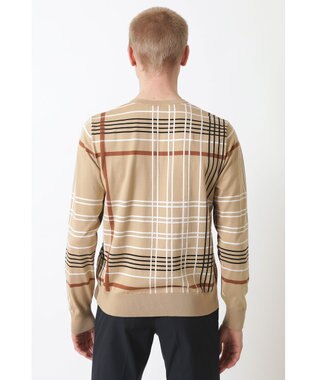 DAKS イノベーション チェック クルーネックセーター キャメル