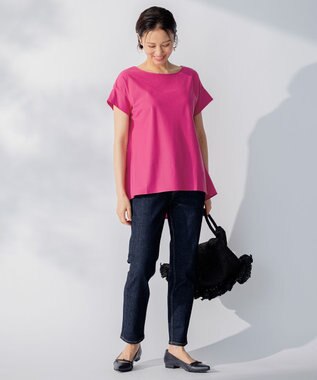 自由区 【WEB限定】【UVケア・吸汗速乾・洗える・XSサイズあり】ファンクショナルツイストジャージー カットソー レッド系