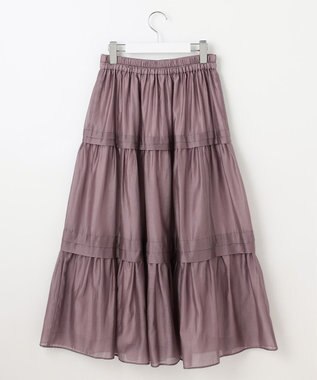 Feroux 【洗える】タックデザインティアードスカート ピンク系