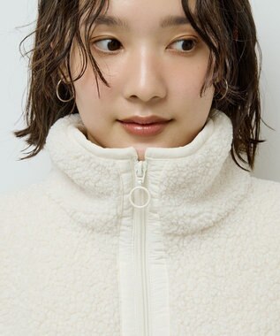 Green Parks 異素材コンビスタンドボアブルゾン Ivory