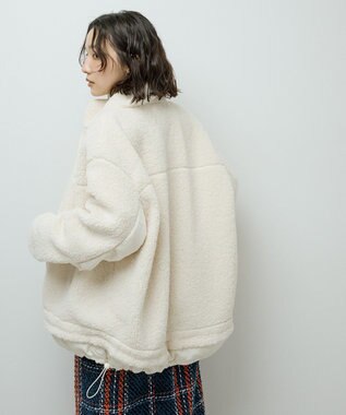 Green Parks 異素材コンビスタンドボアブルゾン Ivory