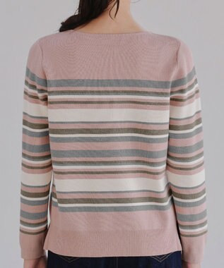 Tiaclasse マルチボーダーニットトップス ピンク