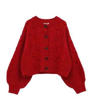 earth music&ecology ポップコーンケーブルカーディガン Red