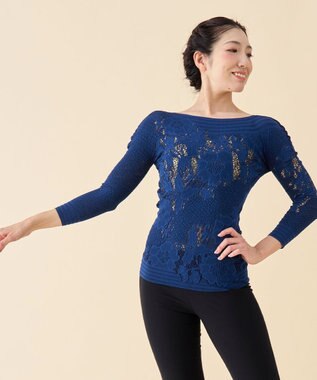 Chacott 【ノーソーイングニット】リバーシブルボートネックトップ アイアンブルー