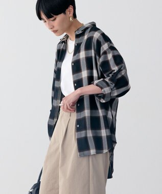 AMERICAN HOLIC イージーケアバックタックシャツ Check Black