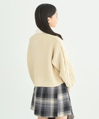 earth music&ecology ポップコーンケーブルカーディガン Ivory