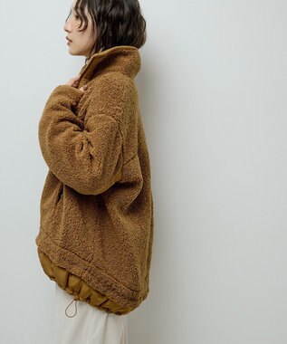 Green Parks 異素材コンビスタンドボアブルゾン Camel