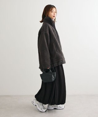 Green Parks 異素材コンビスタンドボアブルゾン Charcoal Gray