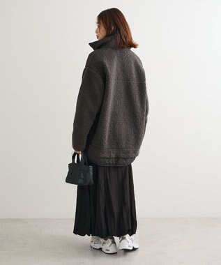 Green Parks 異素材コンビスタンドボアブルゾン Charcoal Gray