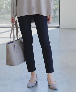 Tiaclasse 【裏起毛・洗える】マシュマロタッチデニムパンツ ネイビー