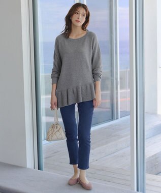 Tiaclasse 【裏起毛・洗える】マシュマロタッチデニムパンツ ブルー