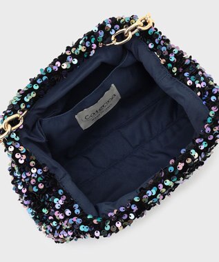 GRACE CONTINENTAL Caterina bertini スパンチェーンバッグ1 ネイビー