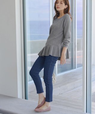 Tiaclasse 【裏起毛・洗える】マシュマロタッチデニムパンツ ブルー