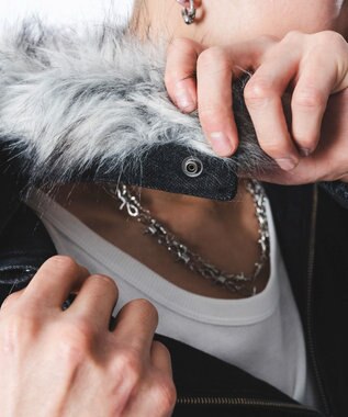 WEGO 【ユニセックス着用ITEM】ファーフードスラッシュデニムブルゾン デニムブラックソノタ