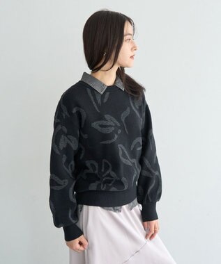 YECCA VECCA アート柄ふくれジャガードニット